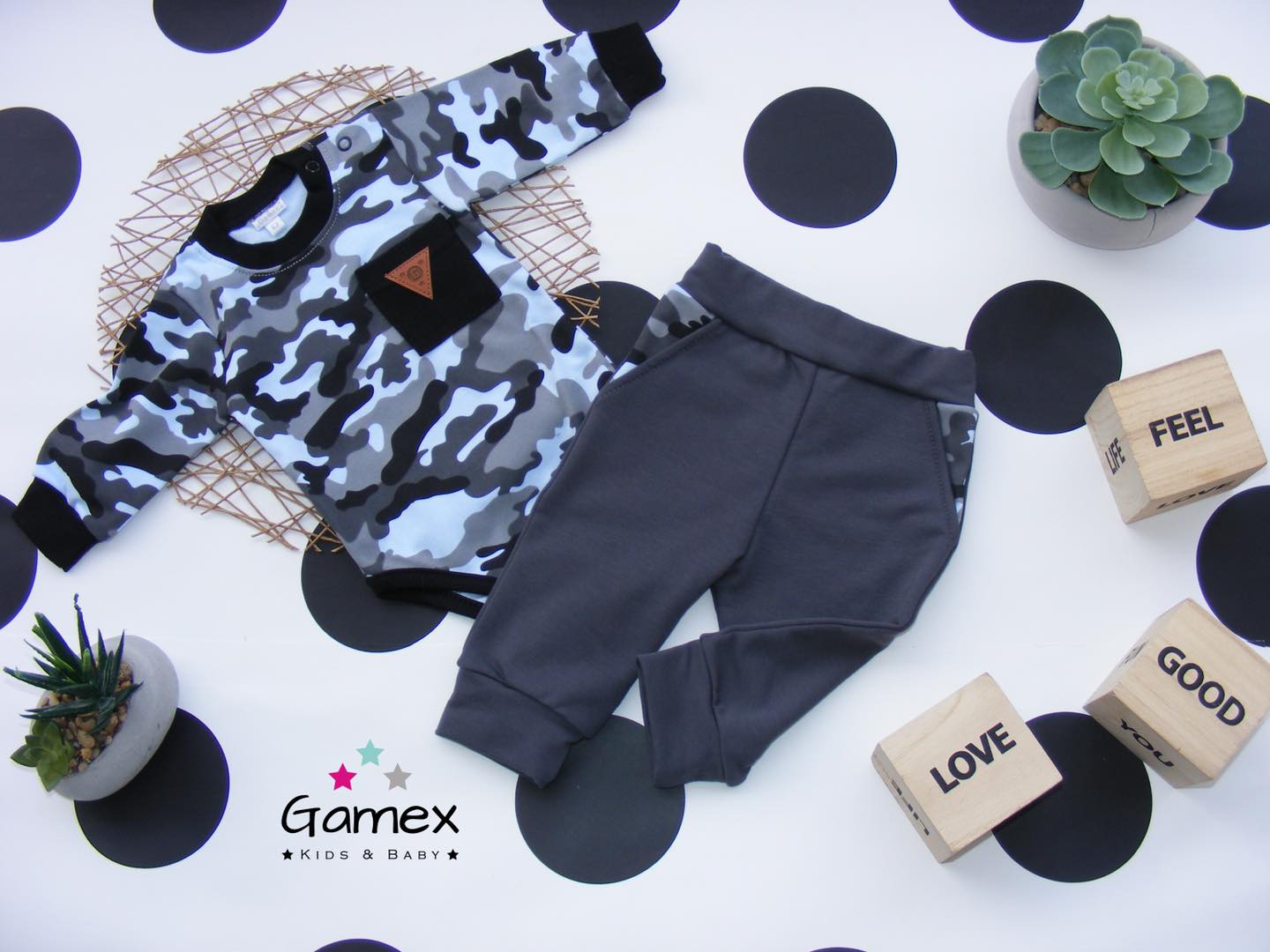 Kojenecká souprava Maskáčová modrá